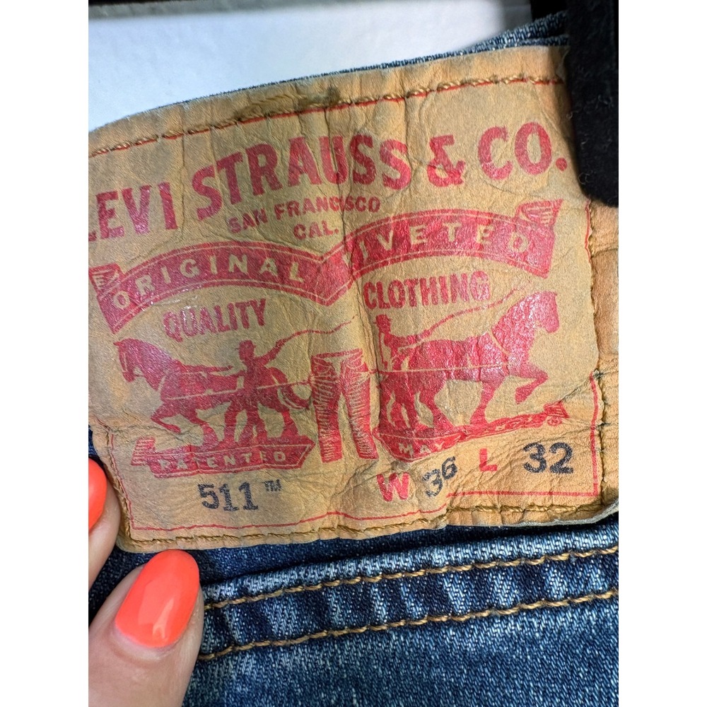 Levis 511 Slim Fit Mens Jeans Blue Denim Medium Wash 36x32 (Actual 36x31) - Picture 3 of 7